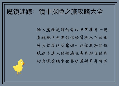 魔镜迷踪：镜中探险之旅攻略大全